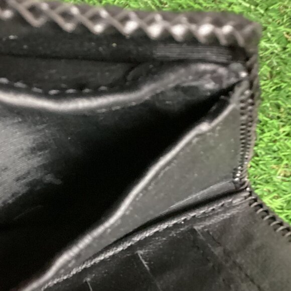 Harley Davidson Beaded Patch on Black Leather Wallet Braided Trim - Picture 9 of 13